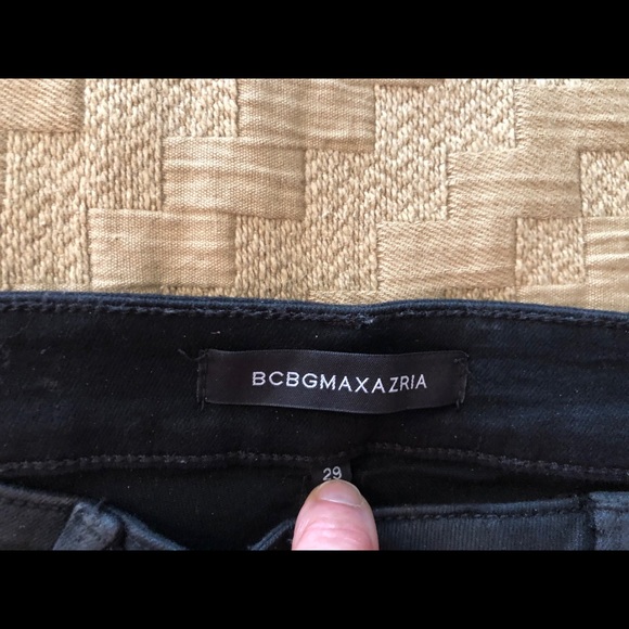 BCBG Dress Leather-Look Waxed Denim - Picture 3 of 4